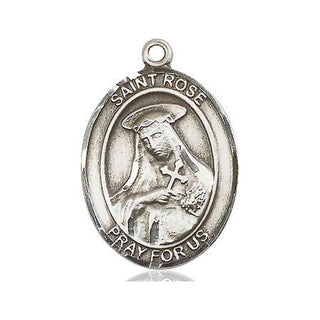 Sterling Silver Saint Rose of Lima Medal Catholic Jewelry Engraved Catholic Saint Jewelry