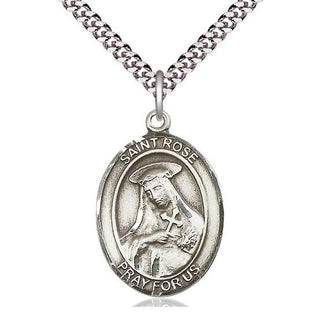 Sterling Silver Saint Rose of Lima Medal Catholic Jewelry Engraved Catholic Saint Jewelry