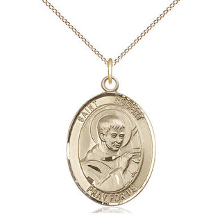 14kt Gold Saint Robert Bellarmine Medal Engraved Catholic Saint Jewelry