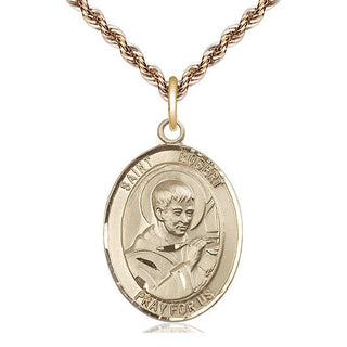 14kt Gold Saint Robert Bellarmine Medal Engraved Catholic Saint Jewelry