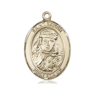 14kt Gold Filled Saint Sarah Medal Engraved Catholic Saint Jewelry