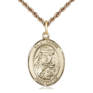 14kt Gold Filled Saint Sarah Medal Catholic Jewelry Engraved Catholic Saint Jewelry