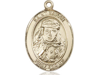 14kt Gold Saint Sarah Medal Engraved Catholic Saint Jewelry