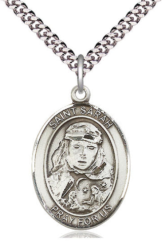 Sterling Silver Saint Sarah Medal Catholic Jewelry Engraved Catholic Saint Jewelry