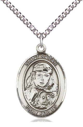 Sterling Silver Saint Sarah Medal Catholic Jewelry Engraved Catholic Saint Jewelry