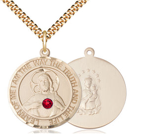 14kt Gold Filled Scapular - Ruby Stone Pendant with 3mm Ruby Swarovski Necklace