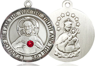 Sterling Silver Scapular - Ruby Stone Pendant with 3mm Ruby Swarovski Necklace