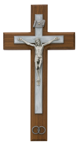 10-inch Walnut Wedding Crucifix Boxed