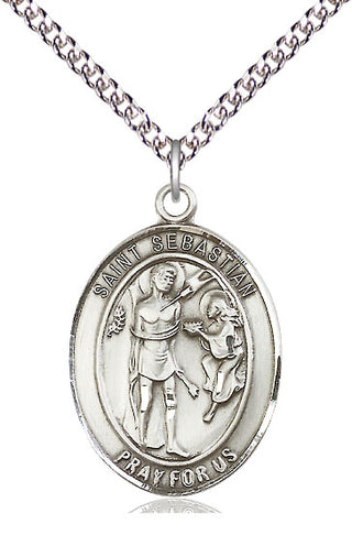 Sterling Silver Saint Sebastian Medal Catholic Jewelry Engraved Catholic Saint Jewelry