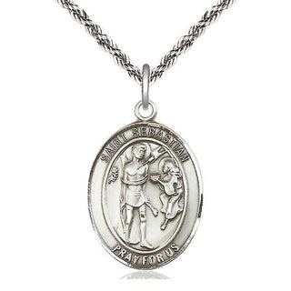 Sterling Silver Saint Sebastian Medal Catholic Jewelry Engraved Catholic Saint Jewelry