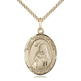 14kt Gold Filled Saint Teresa of Avila Medal Catholic Jewelry Engraved Catholic Saint Jewelry