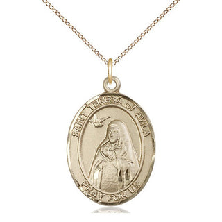 14kt Gold Filled Saint Teresa of Avila Medal Catholic Jewelry Engraved Catholic Saint Jewelry