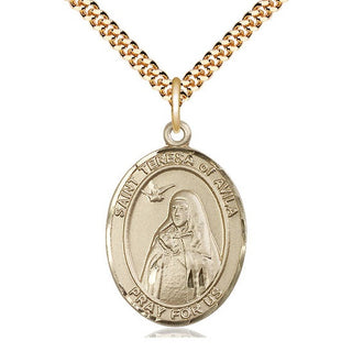 14kt Gold Filled Saint Teresa of Avila Medal Catholic Jewelry Engraved Catholic Saint Jewelry