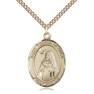 14kt Gold Filled Saint Teresa of Avila Medal Catholic Jewelry Engraved Catholic Saint Jewelry