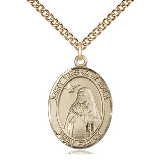 14kt Gold Filled Saint Teresa of Avila Medal Catholic Jewelry Engraved Catholic Saint Jewelry