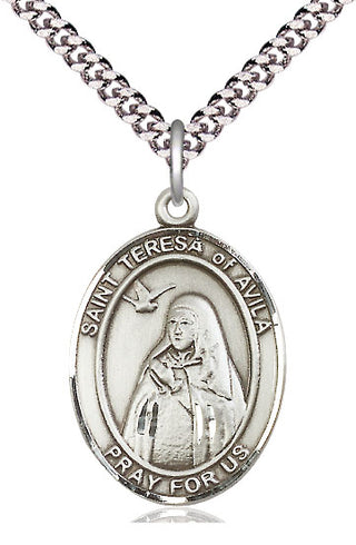 Sterling Silver Saint Teresa of Avila Medal Catholic Jewelry Engraved Catholic Saint Jewelry