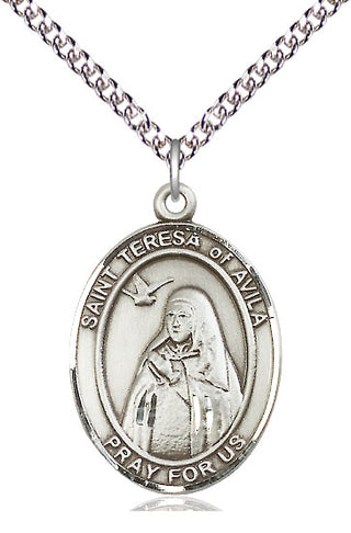 Sterling Silver Saint Teresa of Avila Medal Catholic Jewelry Engraved Catholic Saint Jewelry