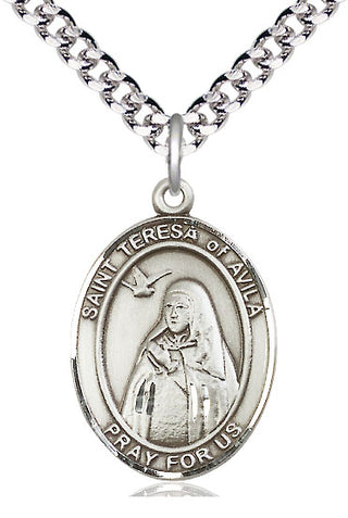 Sterling Silver Saint Teresa of Avila Medal Catholic Jewelry Engraved Catholic Saint Jewelry