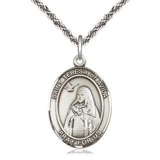 Sterling Silver Saint Teresa of Avila Medal Catholic Jewelry Engraved Catholic Saint Jewelry