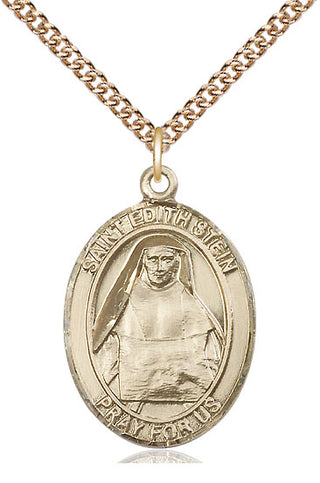 14kt Gold Saint Edith Stein Medal Engraved Catholic Saint Jewelry