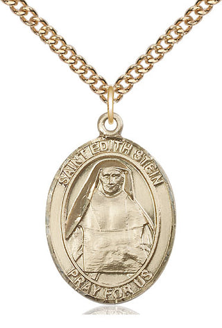 14kt Gold Saint Edith Stein Medal Engraved Catholic Saint Jewelry