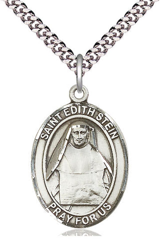 Pewter Saint Edith Stein Medal Catholic Jewelry Engraved Catholic Saint Jewelry