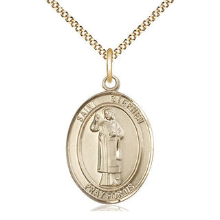 14kt Gold Filled Saint Stephen the Martyr Medal Catholic Jewelry Engraved Catholic Saint Jewelry