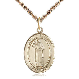 14kt Gold Filled Saint Stephen the Martyr Medal Catholic Jewelry Engraved Catholic Saint Jewelry