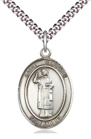 Pewter Saint Stephen the Martyr Medal Catholic Jewelry Engraved Catholic Saint Jewelry