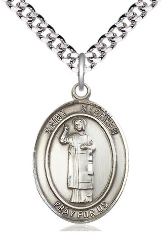 Pewter Saint Stephen the Martyr Medal Catholic Jewelry Engraved Catholic Saint Jewelry