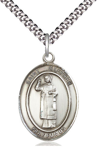 Pewter Saint Stephen the Martyr Medal Catholic Jewelry Engraved Catholic Saint Jewelry