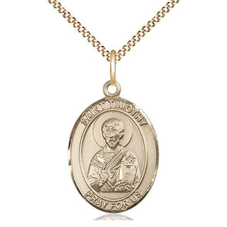 14kt Gold Filled Saint Timothy Medal Catholic Jewelry Engraved Catholic Saint Jewelry