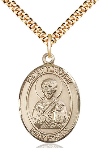 14kt Gold Filled Saint Timothy Medal Catholic Jewelry Engraved Catholic Saint Jewelry