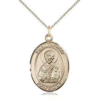 14kt Gold Saint Timothy Medal Engraved Catholic Saint Jewelry