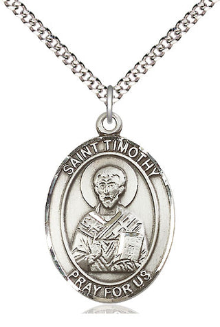 Pewter Saint Timothy Medal Catholic Jewelry Engraved Catholic Saint Jewelry