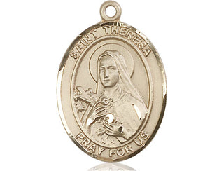 14kt Gold Filled Saint Theresa Medal Engraved Catholic Saint Jewelry