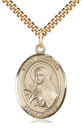 14kt Gold Filled Saint Theresa Medal Catholic Jewelry Engraved Catholic Saint Jewelry