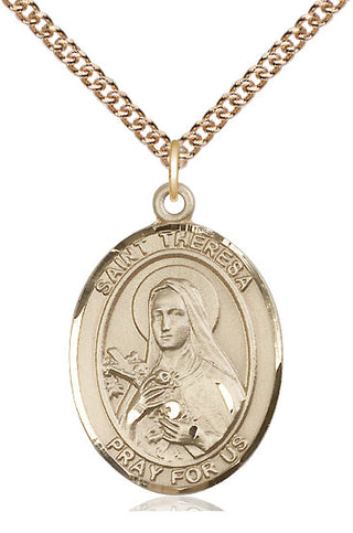 14kt Gold Filled Saint Theresa Medal Catholic Jewelry Engraved Catholic Saint Jewelry