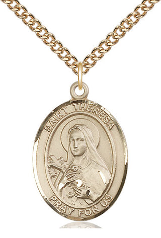14kt Gold Filled Saint Theresa Medal Catholic Jewelry Engraved Catholic Saint Jewelry