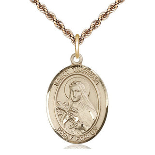 14kt Gold Filled Saint Theresa Medal Catholic Jewelry Engraved Catholic Saint Jewelry