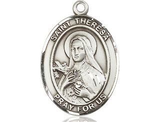 Pewter Saint Theresa Medal Engraved Catholic Saint Jewelry