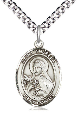 Pewter Saint Theresa Medal Catholic Jewelry Engraved Catholic Saint Jewelry