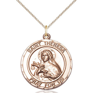 14kt Gold Filled Saint Theresa Medal Catholic Jewelry Engraved Catholic Saint Jewelry