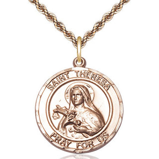 14kt Gold Filled Saint Theresa Medal Catholic Jewelry Engraved Catholic Saint Jewelry