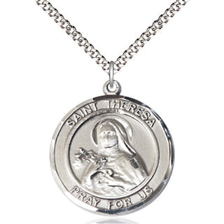 Pewter Saint Theresa Medal Catholic Jewelry Engraved Catholic Saint Jewelry