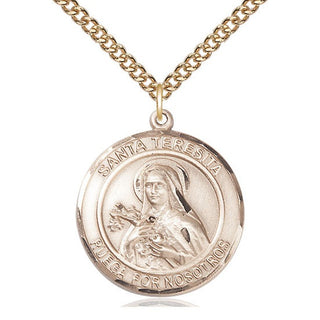 14kt Gold Filled Santa Teresita Medal Catholic Jewelry Engraved Catholic Saint Jewelry