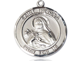 Sterling Silver Saint Theresa Medal Catholic Jewelry Engraved Catholic Saint Jewelry