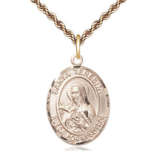 14kt Gold Filled Santa Teresita Medal Catholic Jewelry Engraved Catholic Saint Jewelry