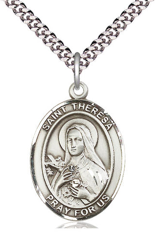 Sterling Silver Saint Theresa Medal Catholic Jewelry Engraved Catholic Saint Jewelry