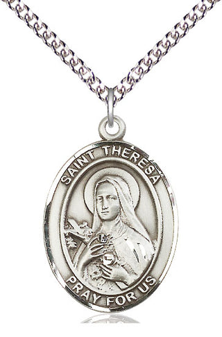 Sterling Silver Saint Theresa Medal Catholic Jewelry Engraved Catholic Saint Jewelry